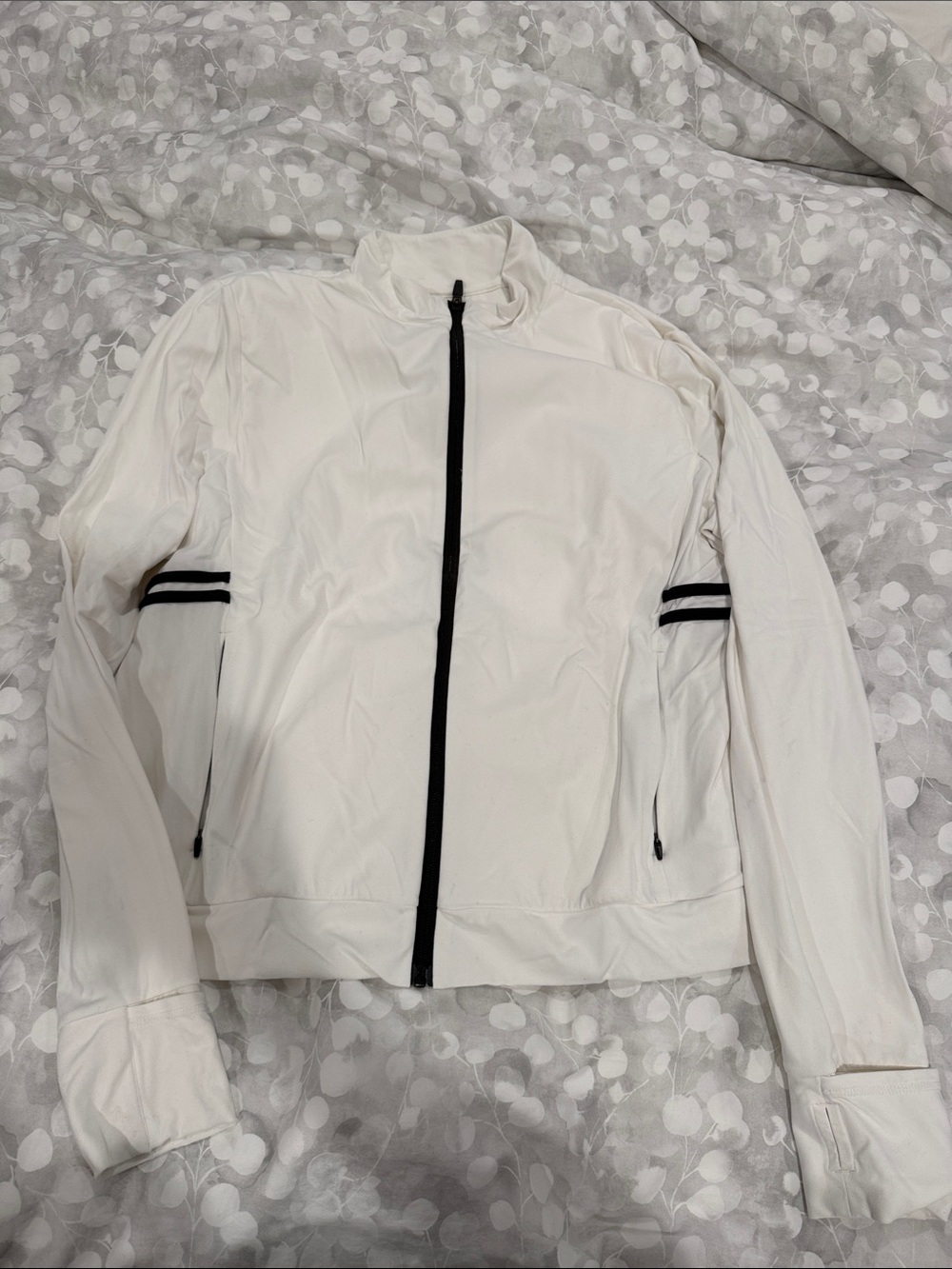 Splits59 White Full-Zip Jacket with Black Trim